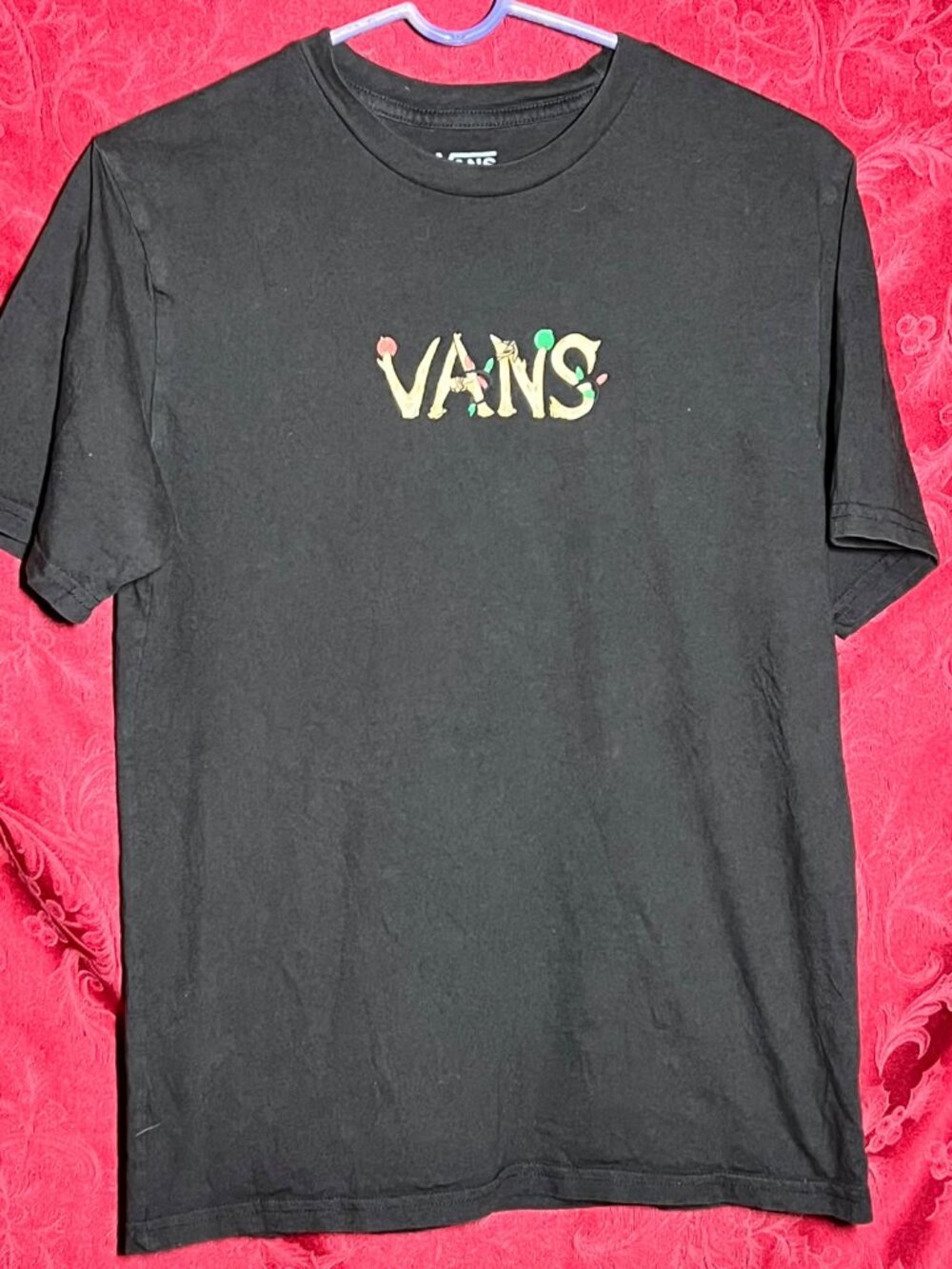 Vans Off The Wall Skater Graphic Black T-Shirt Size Youth XL (14+)